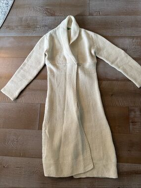 United Colors Of Benetton Cream Long Shawl-Collar Cardigan